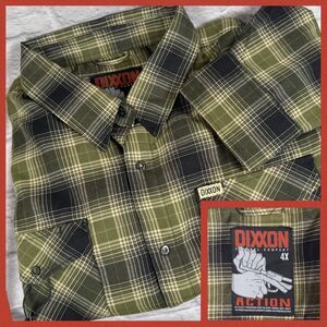 Dixxon Flannel Action Mens 4XL Shirt D-Tech Green Plaid Long Sleeve Snaps